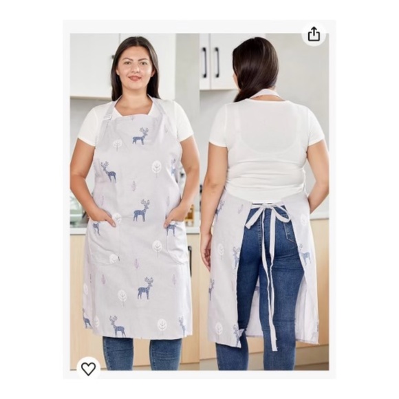 NWOT Cotton Linen Apron with Pockets - Picture 5 of 7